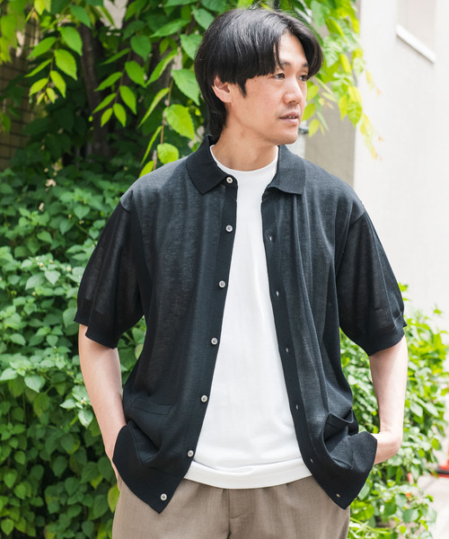 URBAN RESEARCH DOORS（アーバンリサーチドアーズ）の「リネンライク シャツカーディガン（カーディガン/ボレロ・メンズ・ブラック/ブルー/モカ・LARGE/MEDIUM）」の9枚目の写真