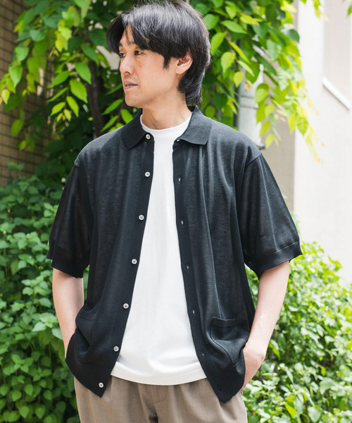 URBAN RESEARCH DOORS（アーバンリサーチドアーズ）の「リネンライク シャツカーディガン（カーディガン/ボレロ・メンズ・ブラック/ブルー/モカ・LARGE/MEDIUM）」の12枚目の写真