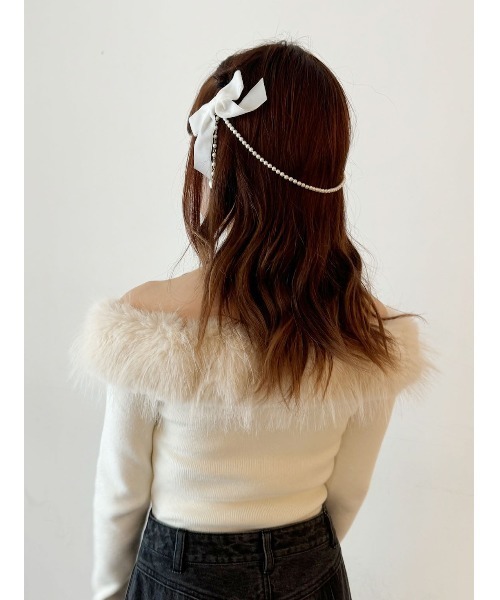 CALNAMUR(カルナムール)の「リボンパールヘアアクセサリー(バレッタ/ヘアクリップ・レディース・ブラック/ホワイト・FREE)」の9枚目の写真
