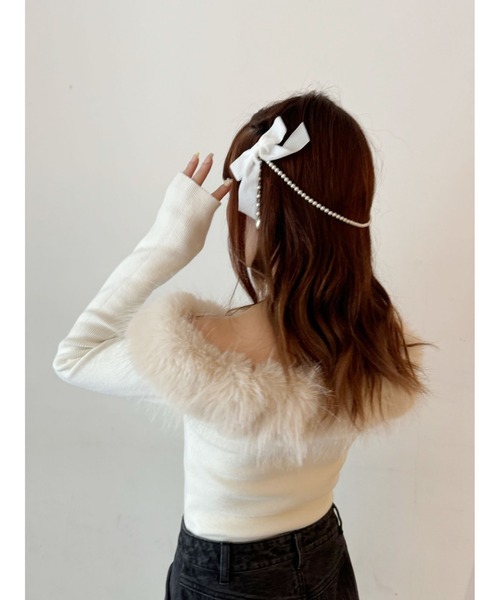 CALNAMUR(カルナムール)の「リボンパールヘアアクセサリー(バレッタ/ヘアクリップ・レディース・ブラック/ホワイト・FREE)」の10枚目の写真