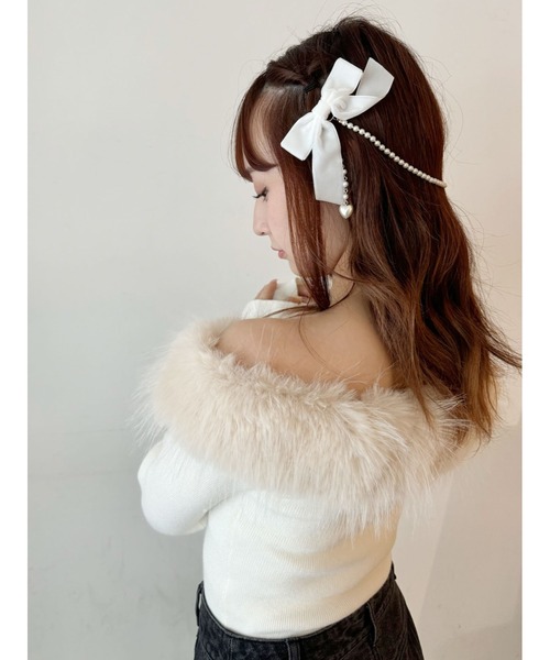 セール】リボンパールヘアアクセサリー（バレッタ/ヘアクリップ