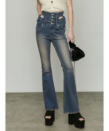 EMODA | カットアウトリボンハイウエストフレアパギンス(デニムパンツ)