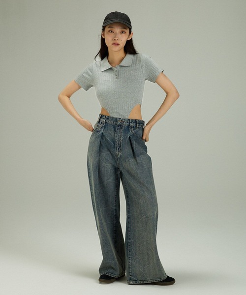 JEANASIS（ジーナシス）の「【Les Fleurs】ポロボディースーツ/127722（ポロシャツ・レディース・グレー/ブラック・FREE）」の17枚目の写真