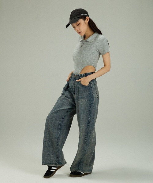 JEANASIS（ジーナシス）の「【Les Fleurs】ポロボディースーツ/127722（ポロシャツ・レディース・グレー/ブラック・FREE）」の18枚目の写真