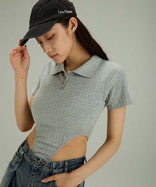JEANASIS（ジーナシス）の「【Les Fleurs】ポロボディースーツ/127722（ポロシャツ・レディース・グレー/ブラック・FREE）」の19枚目の写真