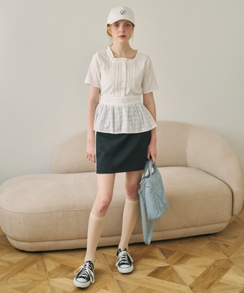 セール】lace line mini skirt/サイドラインミニスカート