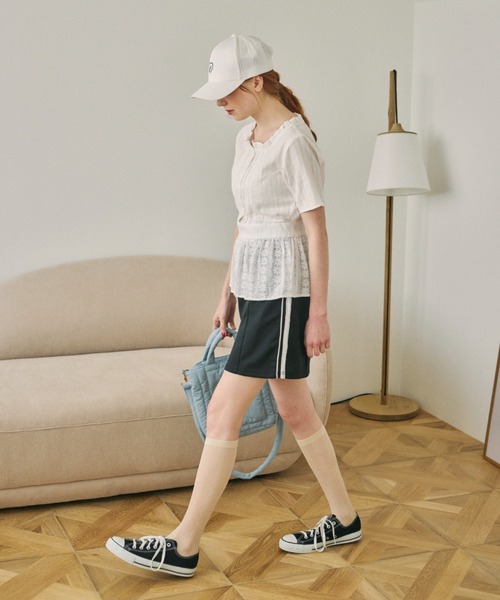 idem（イデム）の「lace line mini skirt/サイドラインミニスカート（スカート・レディース・ブラック・FREE）」の5枚目の写真