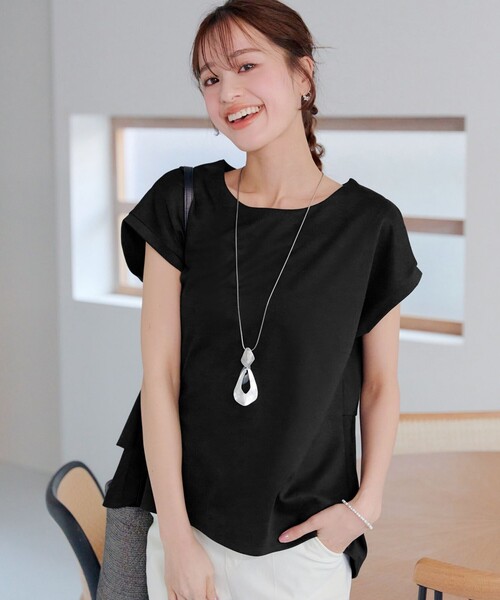 Tiaclasse(ティアクラッセ)の「【UVカット・吸水速乾】 “きれい見え” バックペプラムトップス(Tシャツ/カットソー・レディース・ネイビー/グレイッシュベージュ/ブラック・XL/XXL)」の11枚目の写真