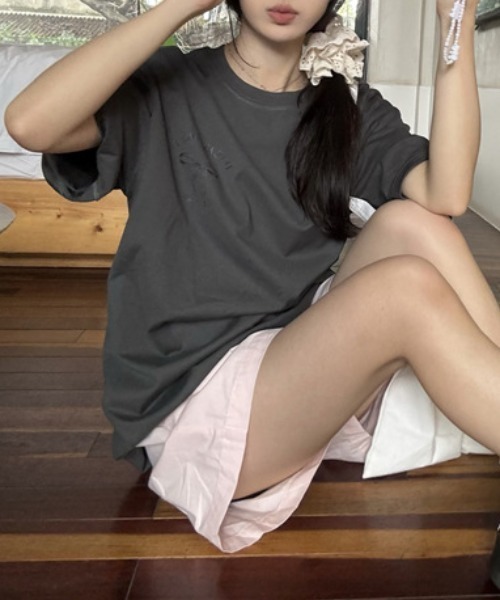 Mela（メラ）の「RIBBON BIG TEE（Tシャツ/カットソー・レディース・ダークグレー/ホワイト・FREE）」の21枚目の写真