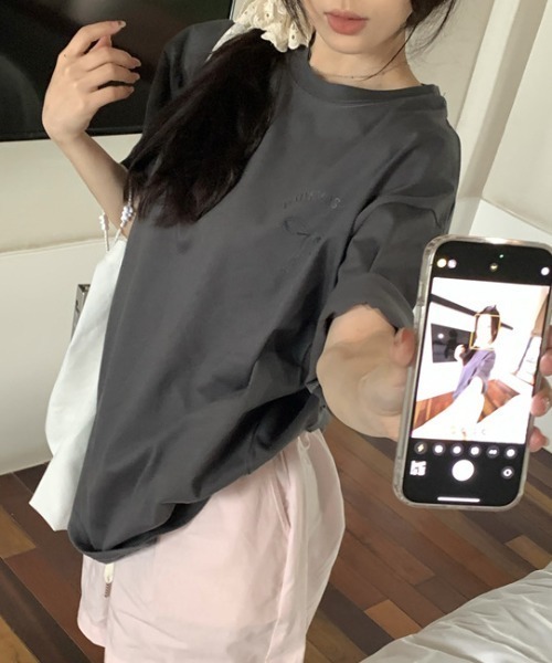 Mela（メラ）の「RIBBON BIG TEE（Tシャツ/カットソー・レディース・ダークグレー/ホワイト・FREE）」の22枚目の写真