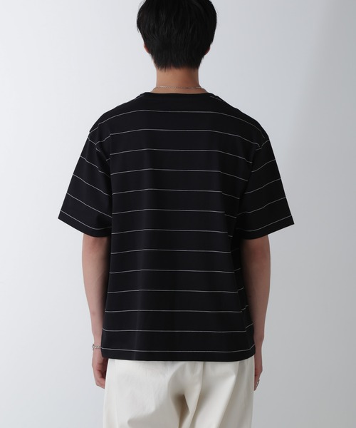 NANO universe(ナノユニバース)の「リラックスボーダーTシャツ 半袖(Tシャツ/カットソー・メンズ・ブラック/ライトグレー/ベージュ系その他・M/L/XL)」の16枚目の写真
