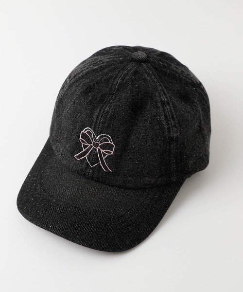 URBAN CHERRY(アーバンチェリー)の「ハートリボン刺繍デニムキャップ(キャップ・キッズ・ブラック/ブルー・FREE)」の4枚目の写真