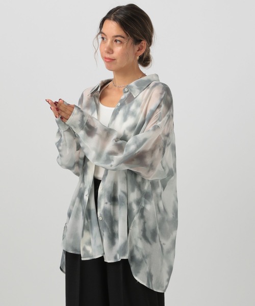 BAYFLOW（ベイフロー）の「[しなやかでやわらかな肌触り]ニュアンスパターンシャツ（シャツ/ブラウス・レディース・ピンク/グリーン/グレー・FREE）」の10枚目の写真