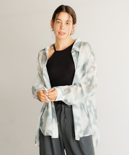 BAYFLOW（ベイフロー）の「[しなやかでやわらかな肌触り]ニュアンスパターンシャツ（シャツ/ブラウス・レディース・ピンク/グリーン/グレー・FREE）」の11枚目の写真