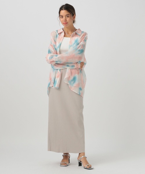 BAYFLOW（ベイフロー）の「[しなやかでやわらかな肌触り]ニュアンスパターンシャツ（シャツ/ブラウス・レディース・ピンク/グリーン/グレー・FREE）」の13枚目の写真