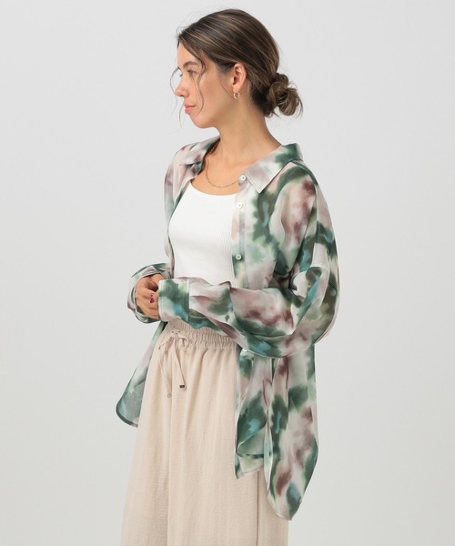 BAYFLOW（ベイフロー）の「[しなやかでやわらかな肌触り]ニュアンスパターンシャツ（シャツ/ブラウス・レディース・ピンク/グリーン/グレー・FREE）」の20枚目の写真