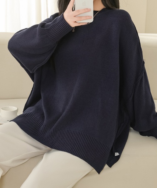 Lace Ladies(レースレディース)の「サイド スリット クルーネック 長袖 ニット プルオーバー(ニット/セーター・レディース・ネイビー/ベージュ/ブラウン/グレー/ブラック・M)」の17枚目の写真