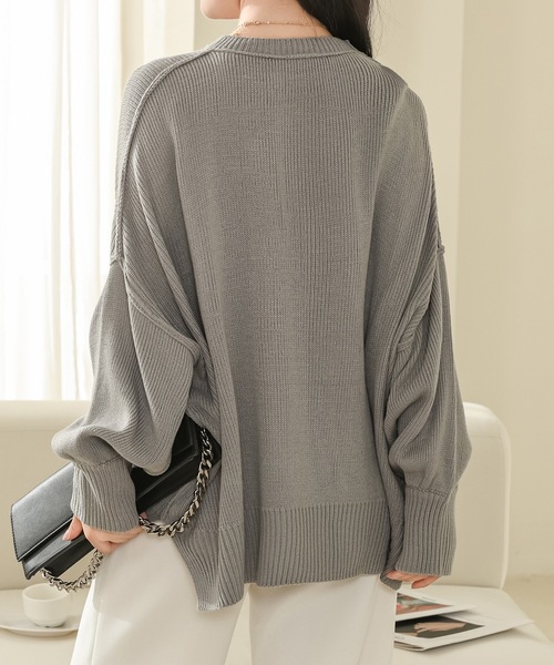 Lace Ladies(レースレディース)の「サイド スリット クルーネック 長袖 ニット プルオーバー(ニット/セーター・レディース・ネイビー/ベージュ/ブラウン/グレー/ブラック・M)」の21枚目の写真