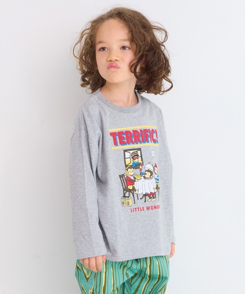 Life Support Products（ライフサポートプロダクツ）の「クルーネックL/SプリントT（Tシャツ/カットソー・キッズ・ブルー/オフホワイト/杢グレー/レッド/グリーン/ピンク/ブラウン/マスタード/パープル/チャコール・90/100/110/120/130/140/150/80/95）」の3枚目の写真