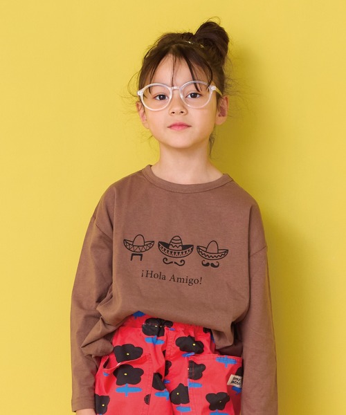 Life Support Products（ライフサポートプロダクツ）の「クルーネックL/SプリントT（Tシャツ/カットソー・キッズ・ブルー/オフホワイト/杢グレー/レッド/グリーン/ピンク/ブラウン/マスタード/パープル/チャコール・90/100/110/120/130/140/150/80/95）」の5枚目の写真