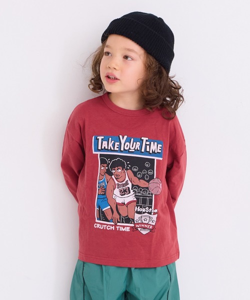 Life Support Products（ライフサポートプロダクツ）の「クルーネックL/SプリントT（Tシャツ/カットソー・キッズ・ブルー/オフホワイト/杢グレー/レッド/グリーン/ピンク/ブラウン/マスタード/パープル/チャコール・90/100/110/120/130/140/150/80/95）」の10枚目の写真