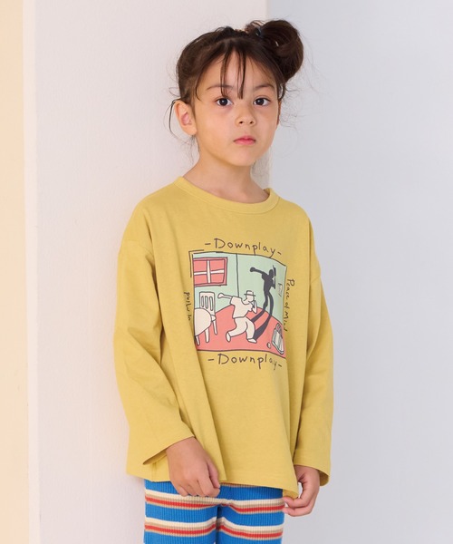 Life Support Products（ライフサポートプロダクツ）の「クルーネックL/SプリントT（Tシャツ/カットソー・キッズ・ブルー/オフホワイト/杢グレー/レッド/グリーン/ピンク/ブラウン/マスタード/パープル/チャコール・90/100/110/120/130/140/150/80/95）」の9枚目の写真