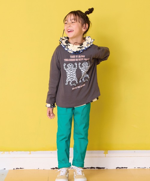 Life Support Products（ライフサポートプロダクツ）の「クルーネックL/SプリントT（Tシャツ/カットソー・キッズ・ブルー/オフホワイト/杢グレー/レッド/グリーン/ピンク/ブラウン/マスタード/パープル/チャコール・90/100/110/120/130/140/150/80/95）」の11枚目の写真