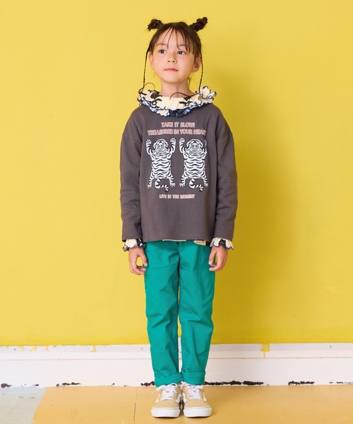 Life Support Products（ライフサポートプロダクツ）の「クルーネックL/SプリントT（Tシャツ/カットソー・キッズ・ブルー/オフホワイト/杢グレー/レッド/グリーン/ピンク/ブラウン/マスタード/パープル/チャコール・90/100/110/120/130/140/150/80/95）」の12枚目の写真