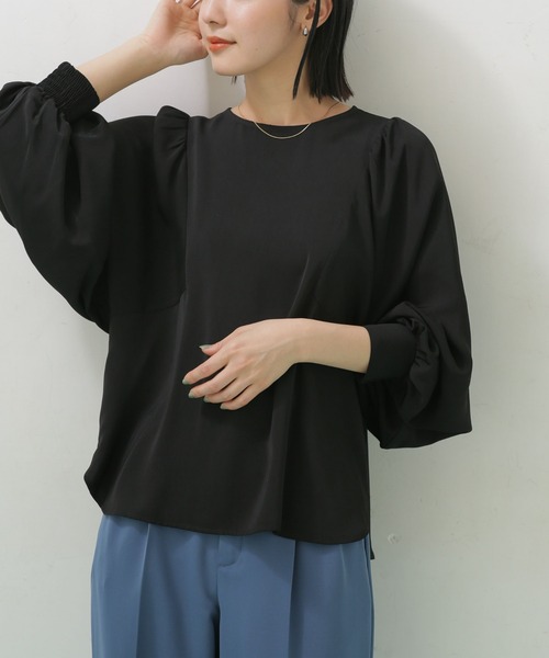 NANO universe（ナノユニバース）の「ボリュームスリーブブラウス（シャツ/ブラウス・レディース・イエロー/ホワイト/グリーン/サーモンピンク/ピンク/ブラック/ブルー・36/38）」の3枚目の写真