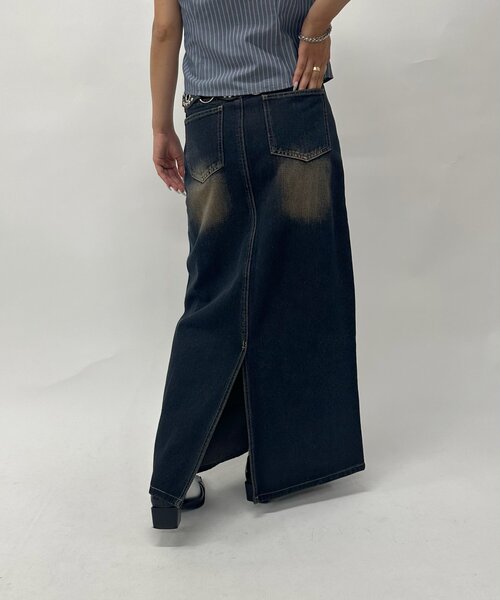 WHO'S WHO gallery（フーズフーギャラリー）の「オーバーダイデニムロングスカート（スカート・レディース・ライトグレー/サンドベージュ/ネイビー・FREE）」の16枚目の写真