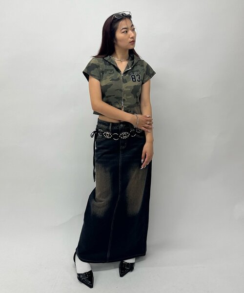 WHO'S WHO gallery（フーズフーギャラリー）の「オーバーダイデニムロングスカート（スカート・レディース・ライトグレー/サンドベージュ/ネイビー・FREE）」の21枚目の写真