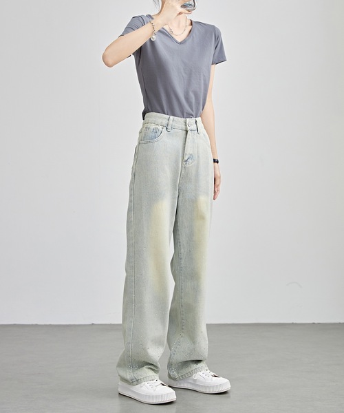 デニム ハイウエスト ストリート ルーズ 美ライン 韓国 L1147 dxl-lady294-01.jpg