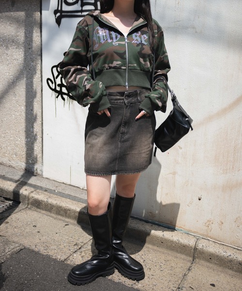 WEGO（ウィゴー）の「WEGO/ラインストーンWジップショートパーカー（パーカー・レディース・ブラック/その他1・FREE）」の21枚目の写真