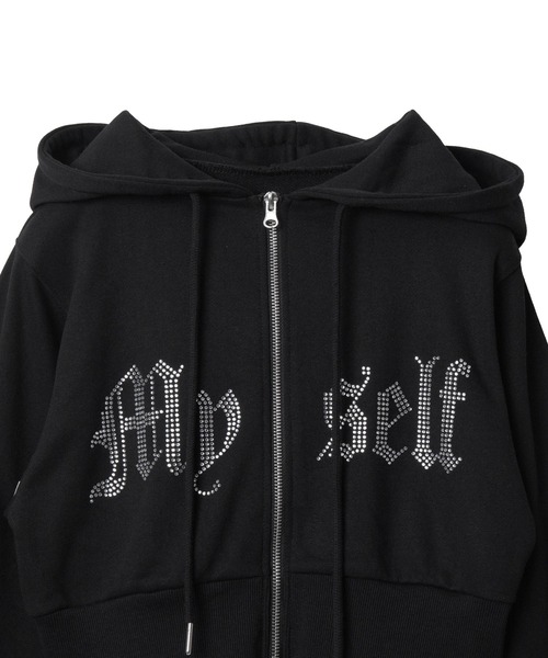 WEGO（ウィゴー）の「WEGO/ラインストーンWジップショートパーカー（パーカー・レディース・ブラック/その他1・FREE）」の6枚目の写真