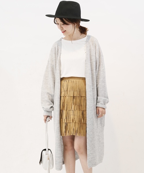 mystic（ミスティック）の「【mystic】圧縮ウールカーディガン（カーディガン/ボレロ・レディース・オフホワイト/キャメル/グレー/ブラック・ﾌﾘ-）」の3枚目の写真