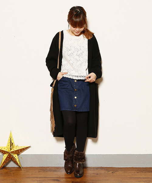 mystic（ミスティック）の「【mystic】圧縮ウールカーディガン（カーディガン/ボレロ・レディース・オフホワイト/キャメル/グレー/ブラック・ﾌﾘ-）」の2枚目の写真