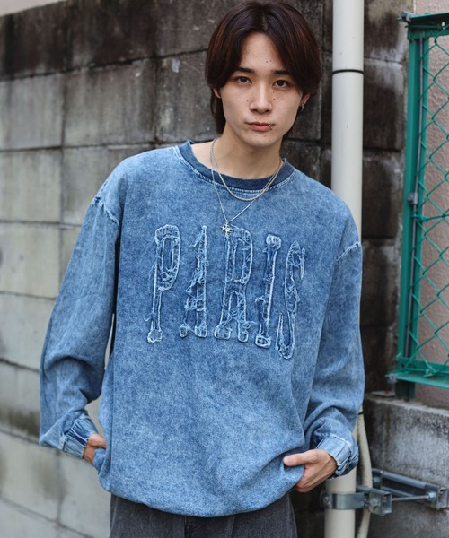 SPINNS（スピンズ）の「グランジ/デニムプルオーバートップス PARIS（スウェット・メンズ・ブルー系その他/ブラック系その他・ONESIZE）」の7枚目の写真