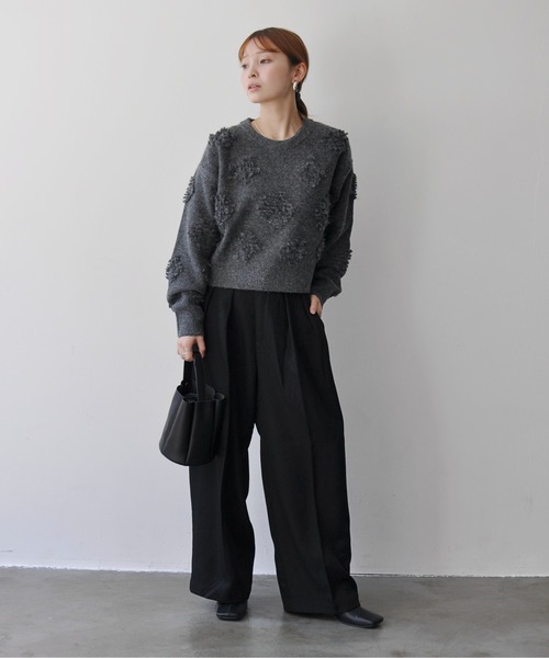 Meli rich（メリーリッチ）の「もしゃもしゃショートニットプルオーバー（ニット/セーター・レディース・チャコールグレー/アイボリー/サックスブルー/モカ・MEDIUM）」の19枚目の写真