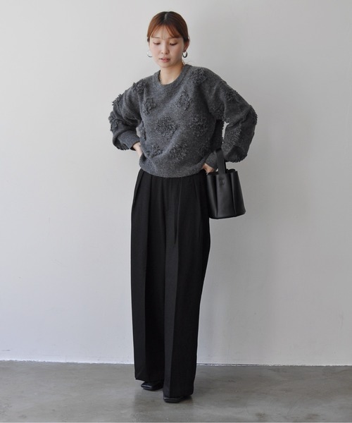 Meli rich（メリーリッチ）の「もしゃもしゃショートニットプルオーバー（ニット/セーター・レディース・チャコールグレー/アイボリー/サックスブルー/モカ・MEDIUM）」の20枚目の写真