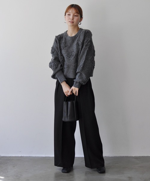 Meli rich（メリーリッチ）の「もしゃもしゃショートニットプルオーバー（ニット/セーター・レディース・チャコールグレー/アイボリー/サックスブルー/モカ・MEDIUM）」の21枚目の写真