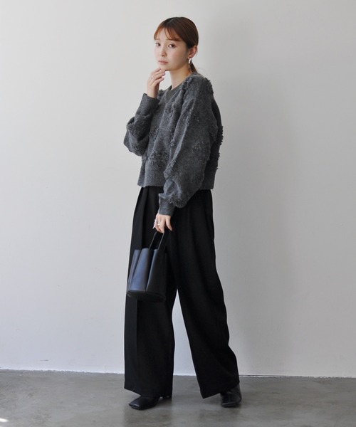 Meli rich（メリーリッチ）の「もしゃもしゃショートニットプルオーバー（ニット/セーター・レディース・チャコールグレー/アイボリー/サックスブルー/モカ・MEDIUM）」の22枚目の写真