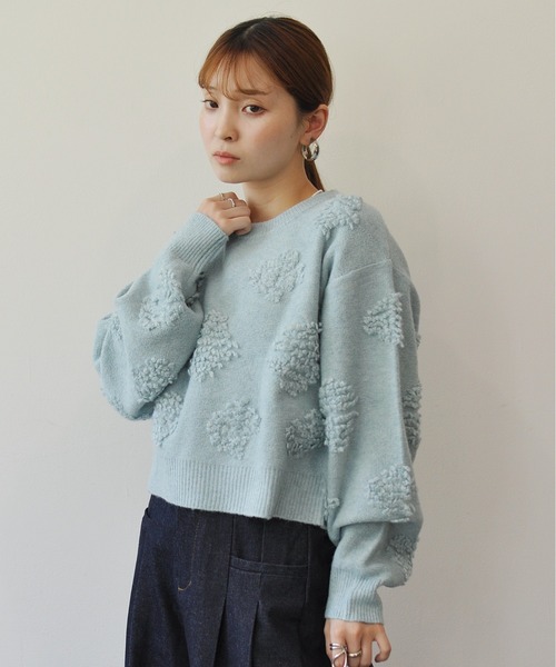 Meli rich（メリーリッチ）の「もしゃもしゃショートニットプルオーバー（ニット/セーター・レディース・チャコールグレー/アイボリー/サックスブルー/モカ・MEDIUM）」の22枚目の写真