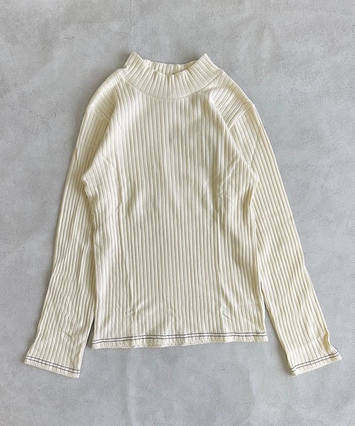 CALMIA（カルミア）の「裏起毛テレコハイネックトップス/おとな（Tシャツ/カットソー・レディース・ブラウン/ブラック/オフホワイト・160cm）」の2枚目の写真