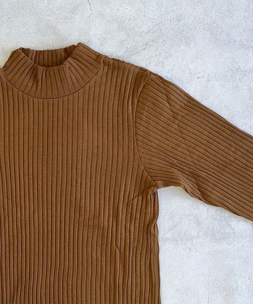 CALMIA（カルミア）の「裏起毛テレコハイネックトップス/おとな（Tシャツ/カットソー・レディース・ブラウン/ブラック/オフホワイト・160cm）」の6枚目の写真