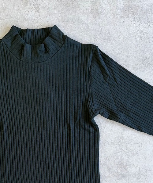 CALMIA（カルミア）の「裏起毛テレコハイネックトップス/おとな（Tシャツ/カットソー・レディース・ブラウン/ブラック/オフホワイト・160cm）」の4枚目の写真