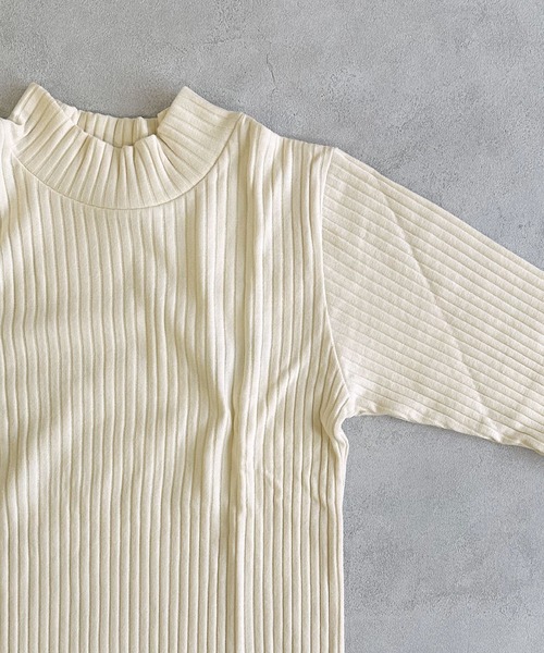 CALMIA（カルミア）の「裏起毛テレコハイネックトップス/おとな（Tシャツ/カットソー・レディース・ブラウン/ブラック/オフホワイト・160cm）」の7枚目の写真