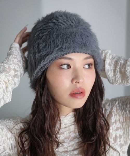 PBLIM（ページボーイリム）の「PBLIM/フェザービーニー（ニットキャップ/ビーニー・レディース・ブルー/グレー・FREE）」の3枚目の写真