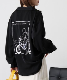 WS select エモイラスト ストレッチルーズサイズシャツ
