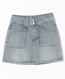 【Bl】シンプル ポケット付きデニムミニスカート