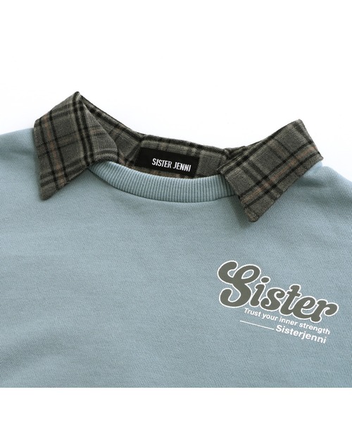 SISTER JENNI（SISTER JENNI）の「【セットアップ対応・コットン100％】チェックレイヤード風トレーナー（スウェット・キッズ・ブラック/サックスブルー・130cm/160cm/150cm/140cm）」の21枚目の写真